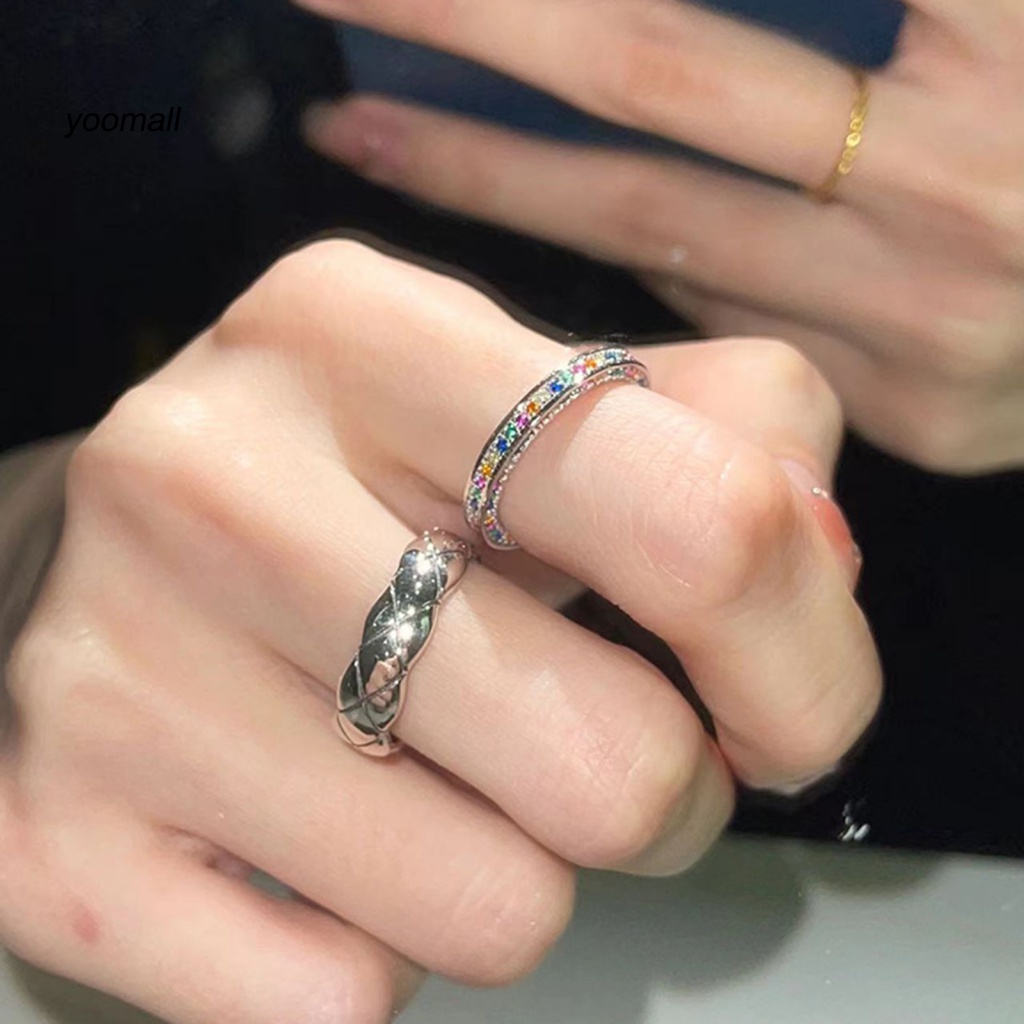 Nhẫn Hở Đính Đá Màu Cầu Vồng Lấp Lánh Thời Trang Cho Nữ