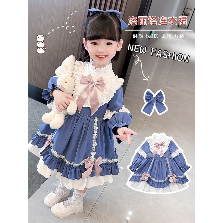 Đầm Công Chúa Hoạt Hình Phối Ren Phong Cách Lolita Đáng Yêu Dành Cho Bé Gái 1XYJ