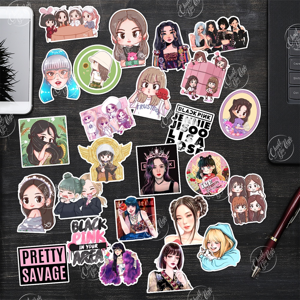 Sticker decal HẮC HƯỜNG hình dán chống nước blackpink
