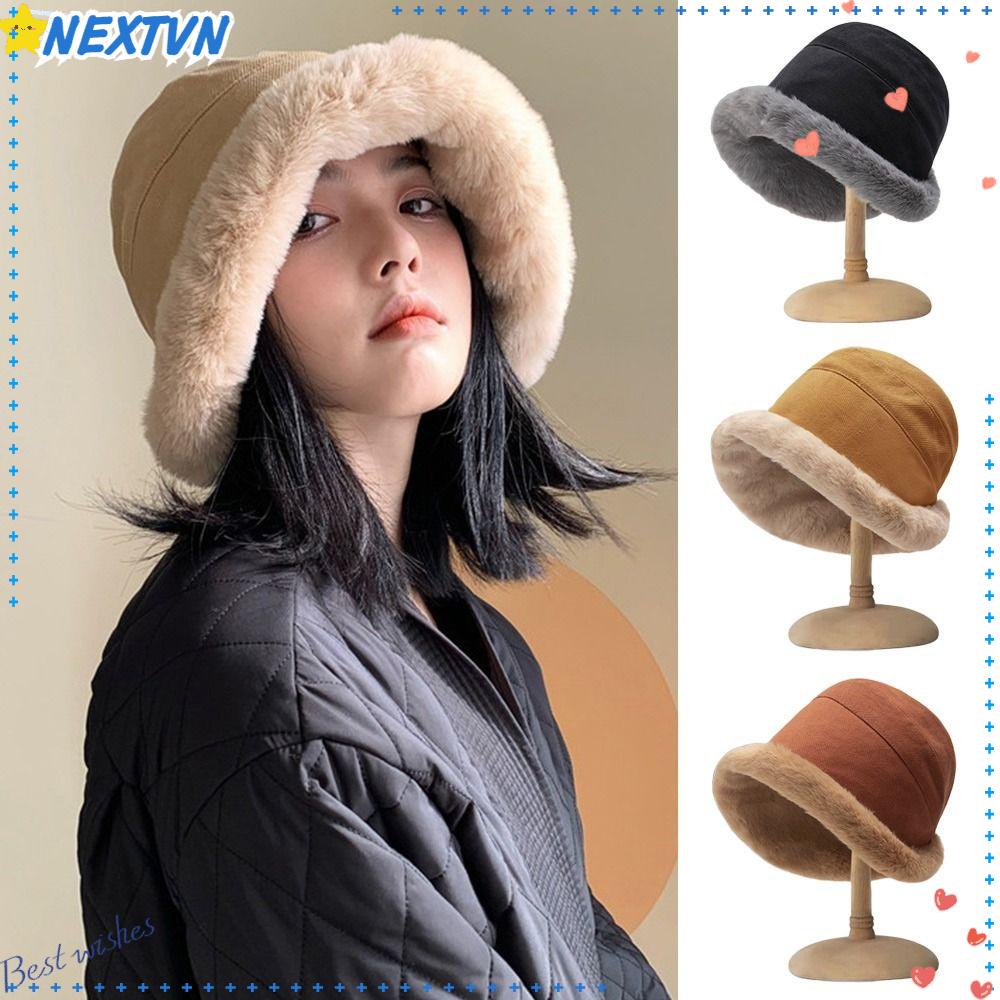 Mũ Bucket Chất Liệu Nhung Ấm Áp Thời Trang Mùa Đông