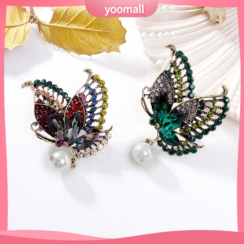 Ghim Cài Áo Hình Bướm Đính Ngọc Trai Nhân Tạo Thời Trang