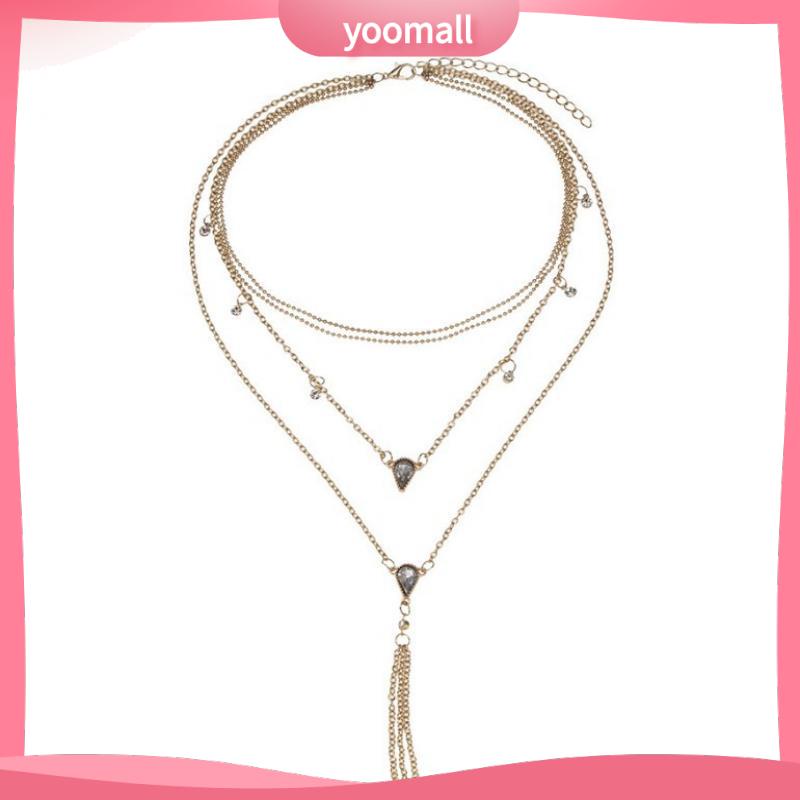 Vòng cổ Nhiều Lớp Đính Đá Tua Rua Thời Trang