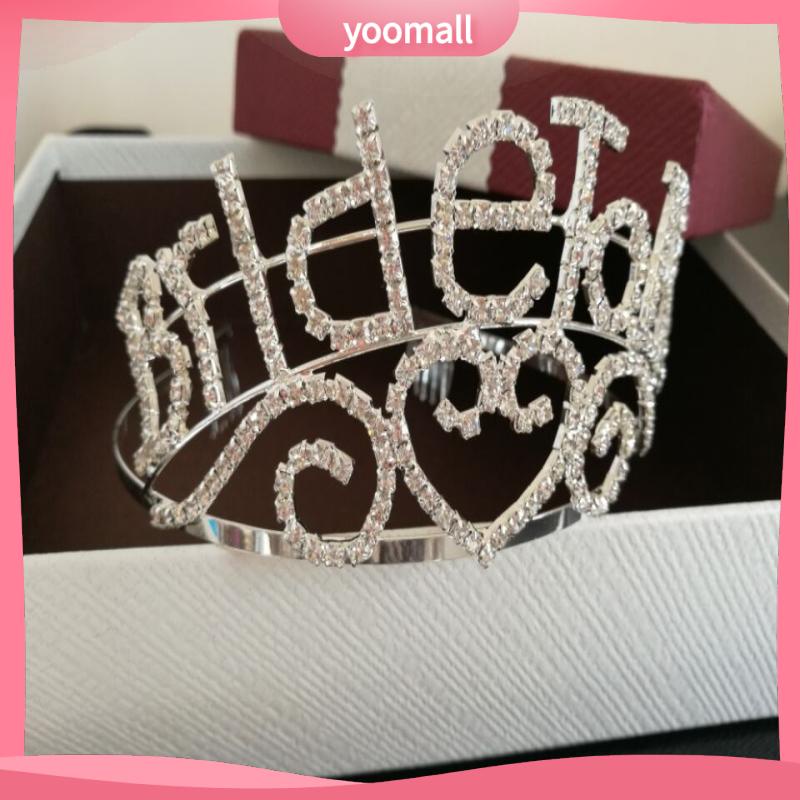 Băng Đô Vương Miện Cô Dâu Đính Pha Lê In Chữ