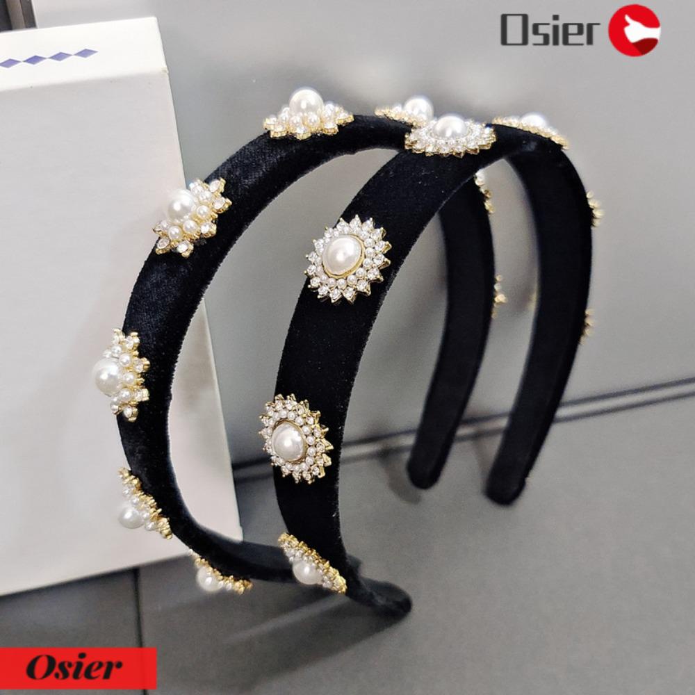 OSIER1 1 Băng Đô Cài Tóc Vải Nhung Họa Tiết Bông Tuyết Phong Cách Retro