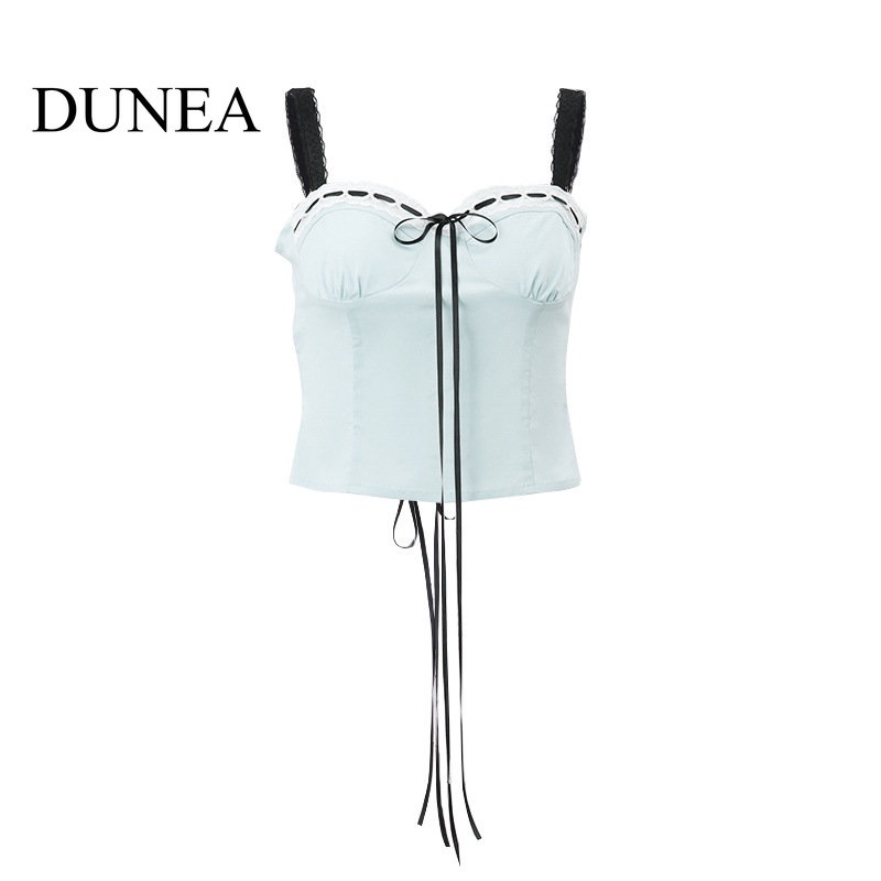 DUNEA Áo Ren Cổ Vuông Khoét Sâu Gợi Cảm Cho Nữ