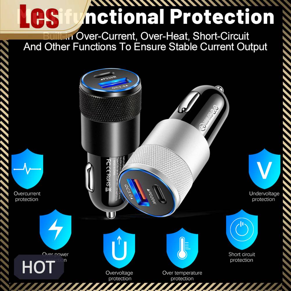 Tẩu Sạc Điện Thoại Trên Ô Tô 2 Cổng USB + Type-C 38W Cho Điện Thoại Iphone 14 Pro
