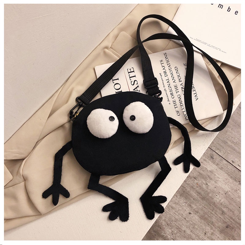 BEIBAOBAO  Túi đeo chéo vải canvas hình tròn nhỏ nhắn phong cách Hàn Quốc thời trang cho nữ