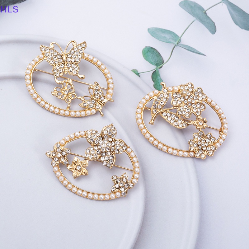 Ghim Cài Áo Hình Tròn Đính Ngọc Trai / Bướm Thời Trang Chống Ánh Sáng