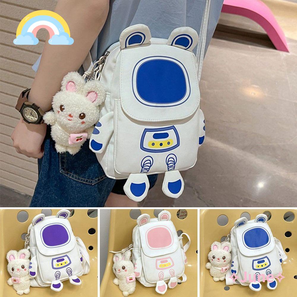 JUNE Túi Đeo Vai Bằng Nylon Thiết Kế Hình Phi Hành Gia Dễ Thương Dành