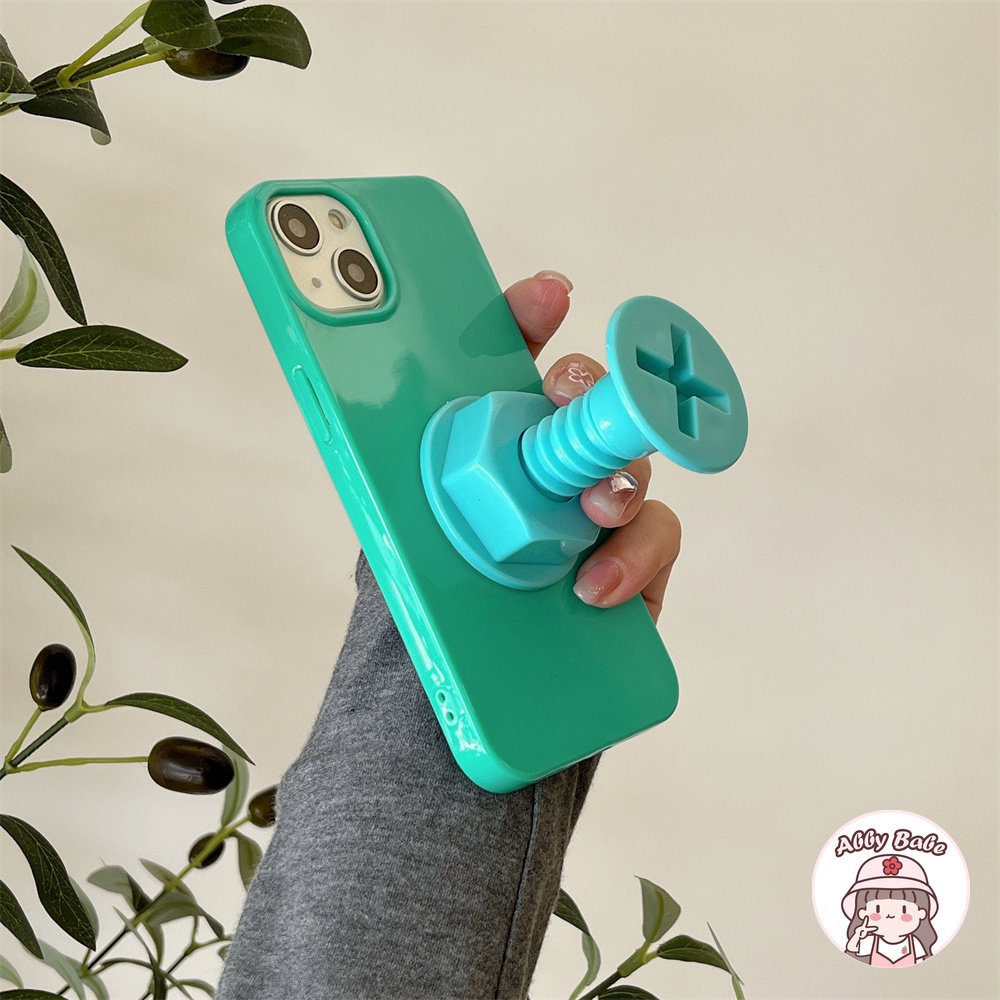 Ốp Điện Thoại TPU Mềm Bóng Trong Suốt Có Giá Đỡ Và Ốc Vít Màu Macaron Chống Va Đập Cho IPhone 14 Pro Max 11