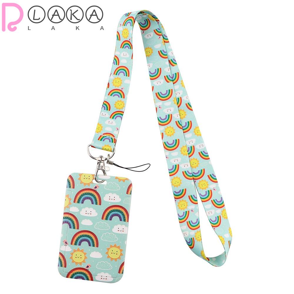 LAKAMIER Dây Đeo Thẻ ID Màu Cầu Vồng Dễ Thương Tiện Dụng Cho Giáo Viên / Văn Phòng