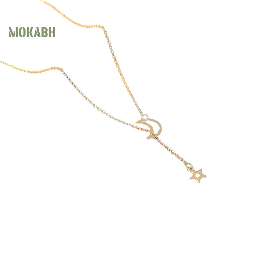 Vòng cổ Với Mặt Dây Hình Ngôi Sao Và Mặt Trăng Kiểu Dáng Đơn Giản Cho Nữ