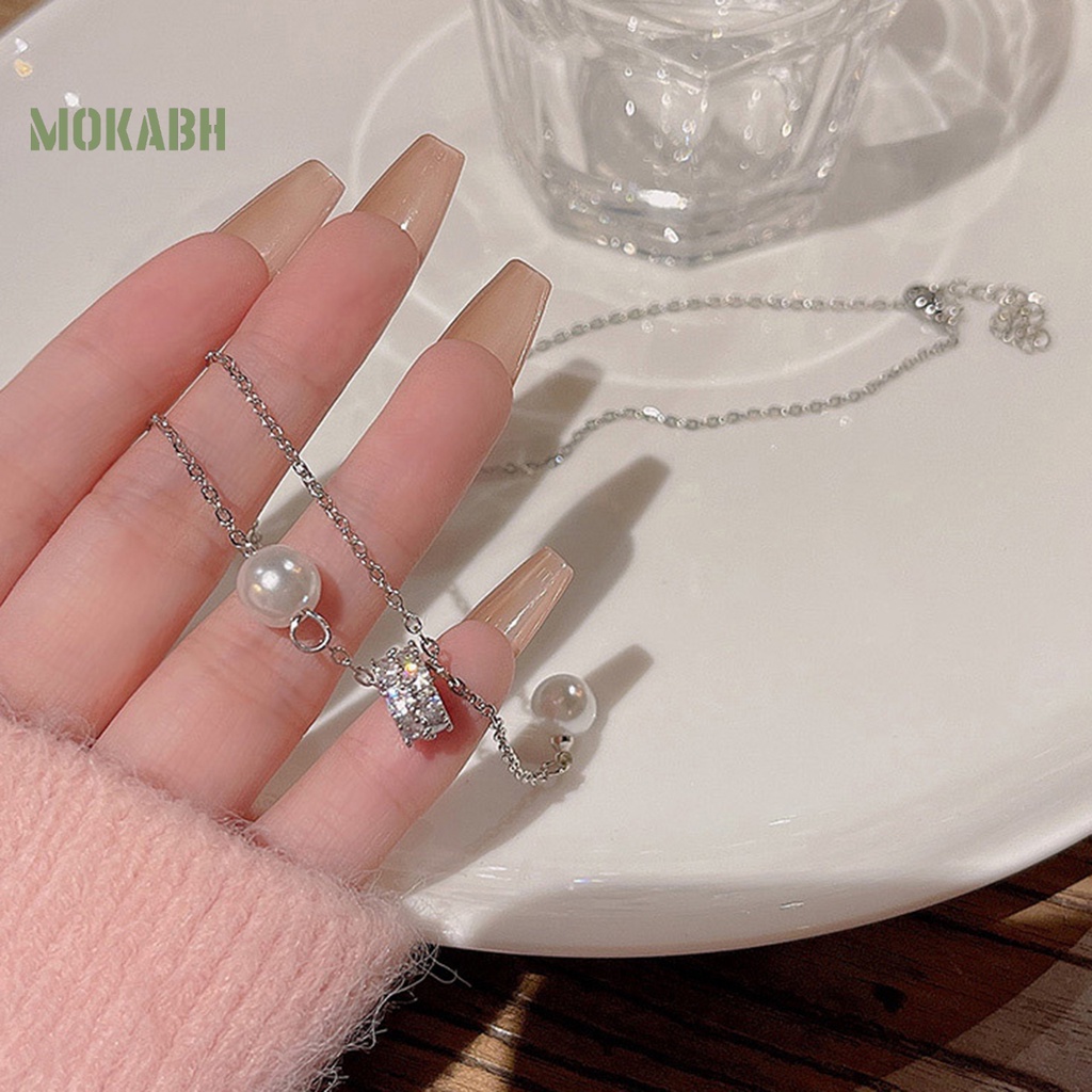 [Mok Abh] Vòng cổ Chuỗi Hạt Ngọc Trai Giả Sang Trọng Chống Phai Màu Trang Sức Sang Trọng Cho Nữ