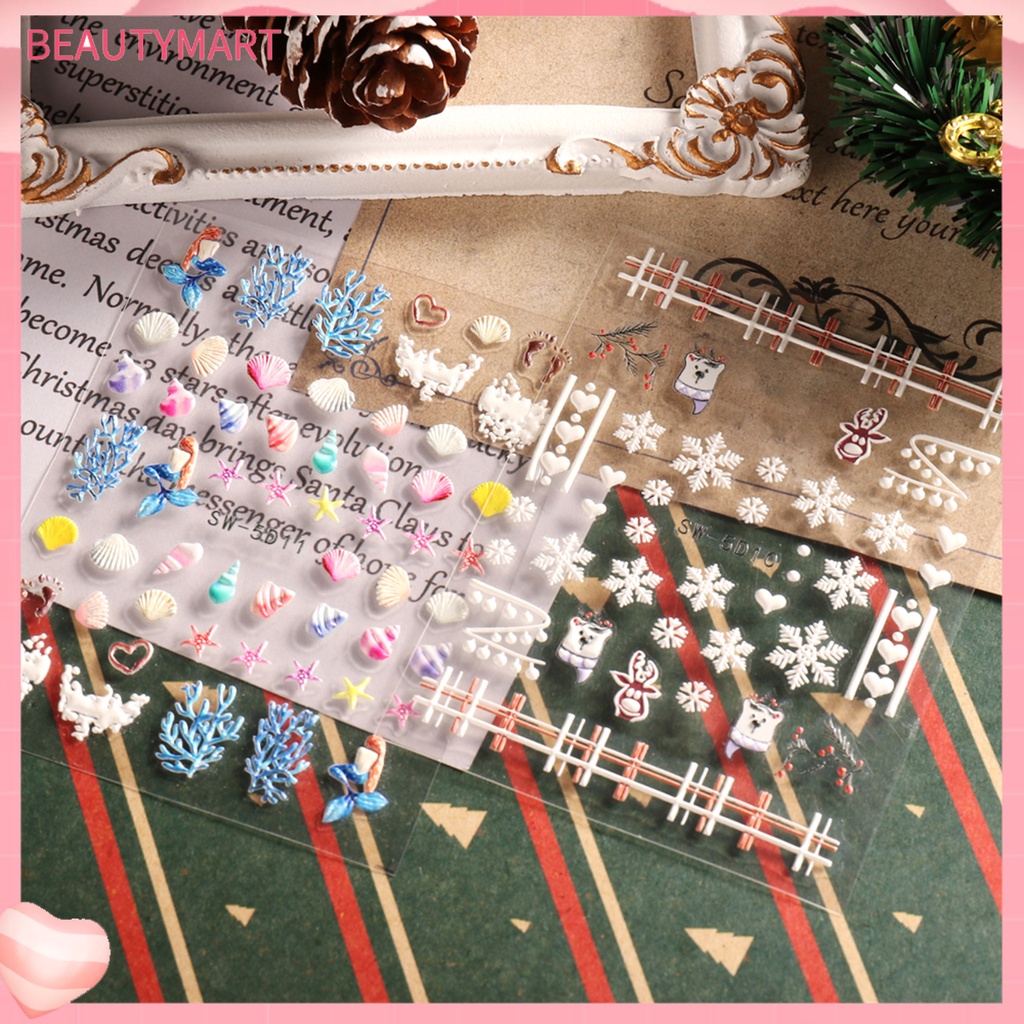 Miếng Dán Móng Tay Tự Dính Chống Nước Không Phai Có Thể Tháo Rời Chủ Đề Giáng Sinh