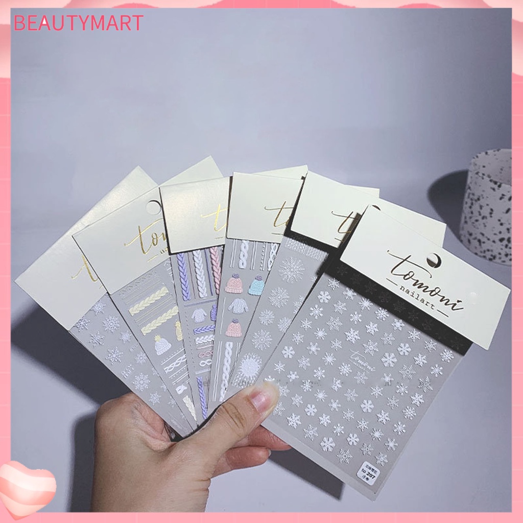 Miếng Dán Trang Trí Móng Tay Tạo Hiệu Ứng 3D Siêu Mỏng Họa Tiết Bông Tuyết Năm Mới
