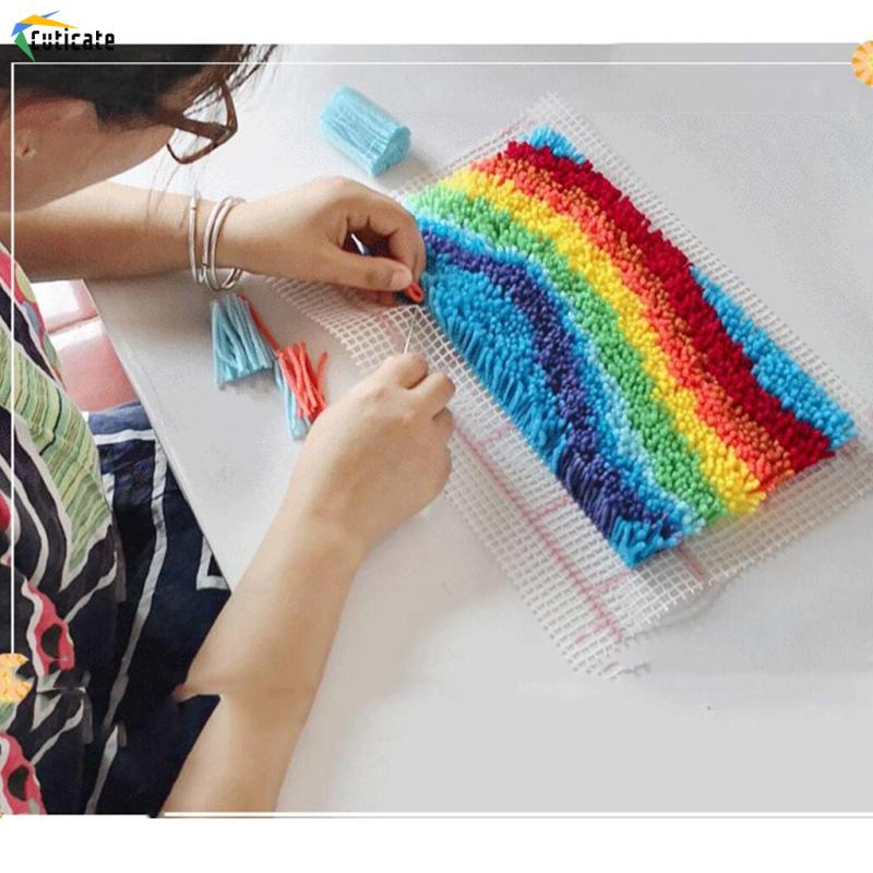 Lưới làm thảm CUTICATE hình tròn bằng vải bạt màu trắng 38cm / 15in