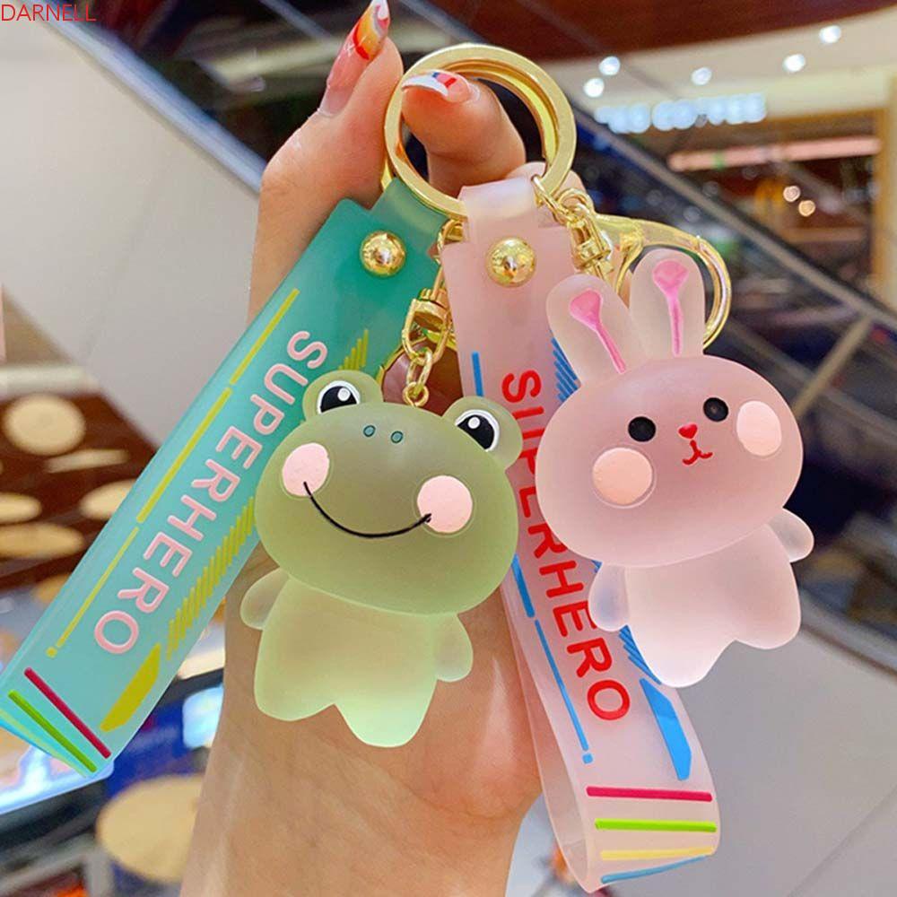 DARNELL Móc Chìa Khóa Xe Hơi Trong Suốt Hình Chú Ếch / Thỏ / Gấu Dễ Thương