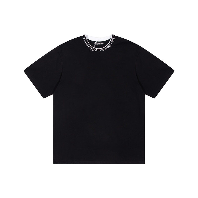 Ac-ne &amp; Stu-dios &amp; - Áo Thun Tay Ngắn Cổ Tròn Dáng Rộng Màu Trơn Có Gân In Chữ Thời Trang Cho Nam Và Nữ