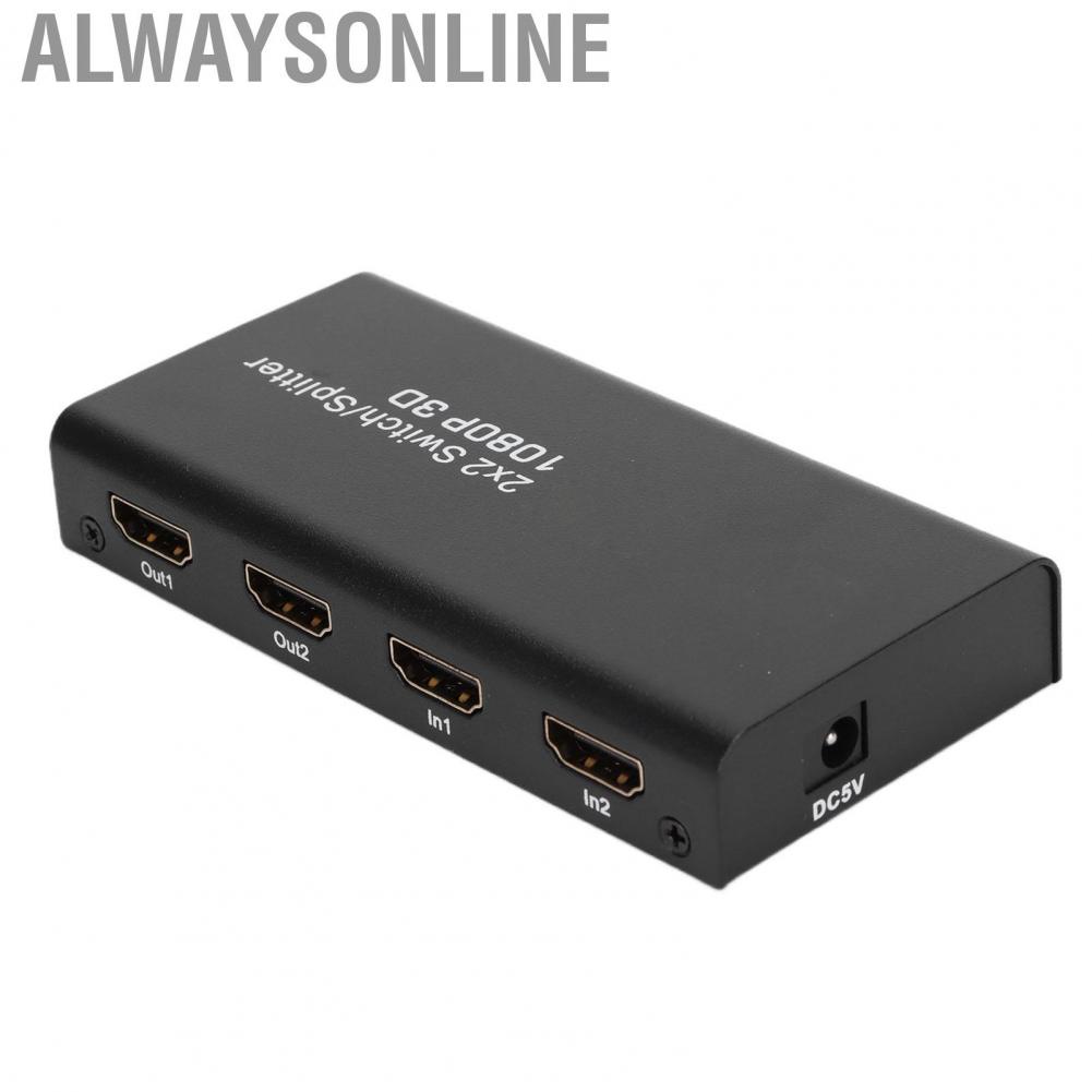 Alwaysonline 1080P 60Hz Video Splitter  2 in Out 2.25G Gbps 225MHz HD Multimedia Interface Switch for TV Game Console