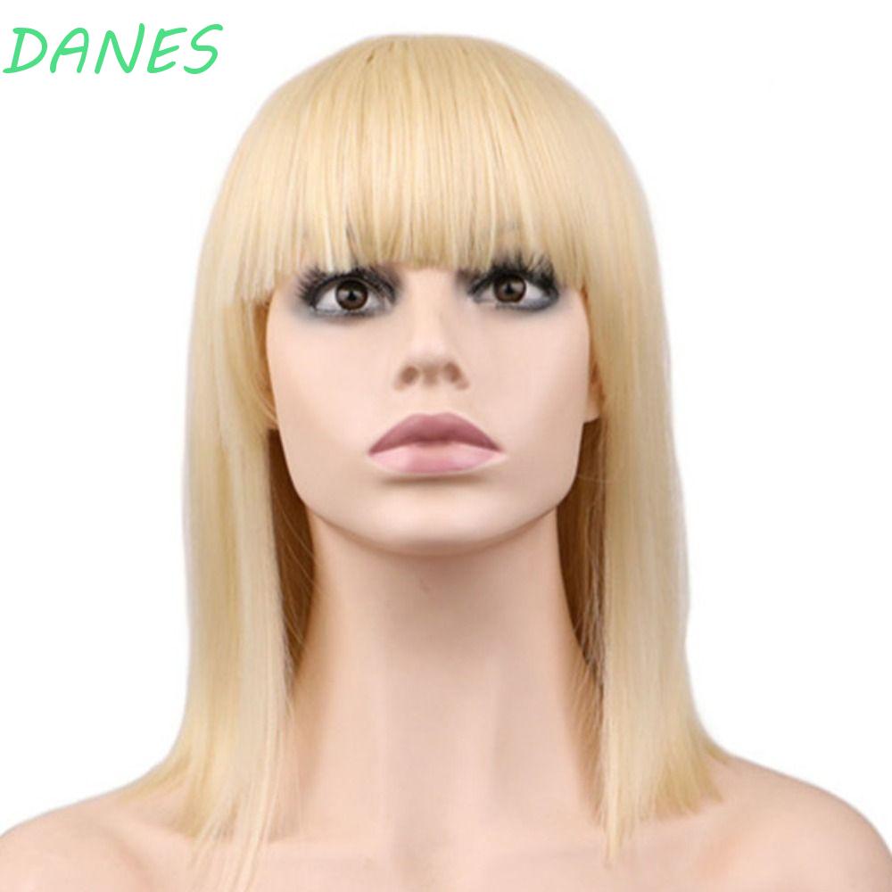 DANES Bộ Tóc Giả Bob Thẳng Dài Màu Đen Hóa Trang Halloween
