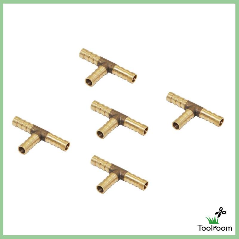 Set 5 Đầu Nối Ống Nhiên Liệu Hình Chữ T Bằng Đồng Thau Kích Thước 4mm