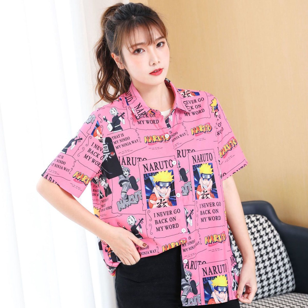 Áo Sơ Mi Mỏng Tay Ngắn Dáng Rộng In Hoạt Hình One Piece Phong Cách Nhật Bản Thời Trang Cho Nữ