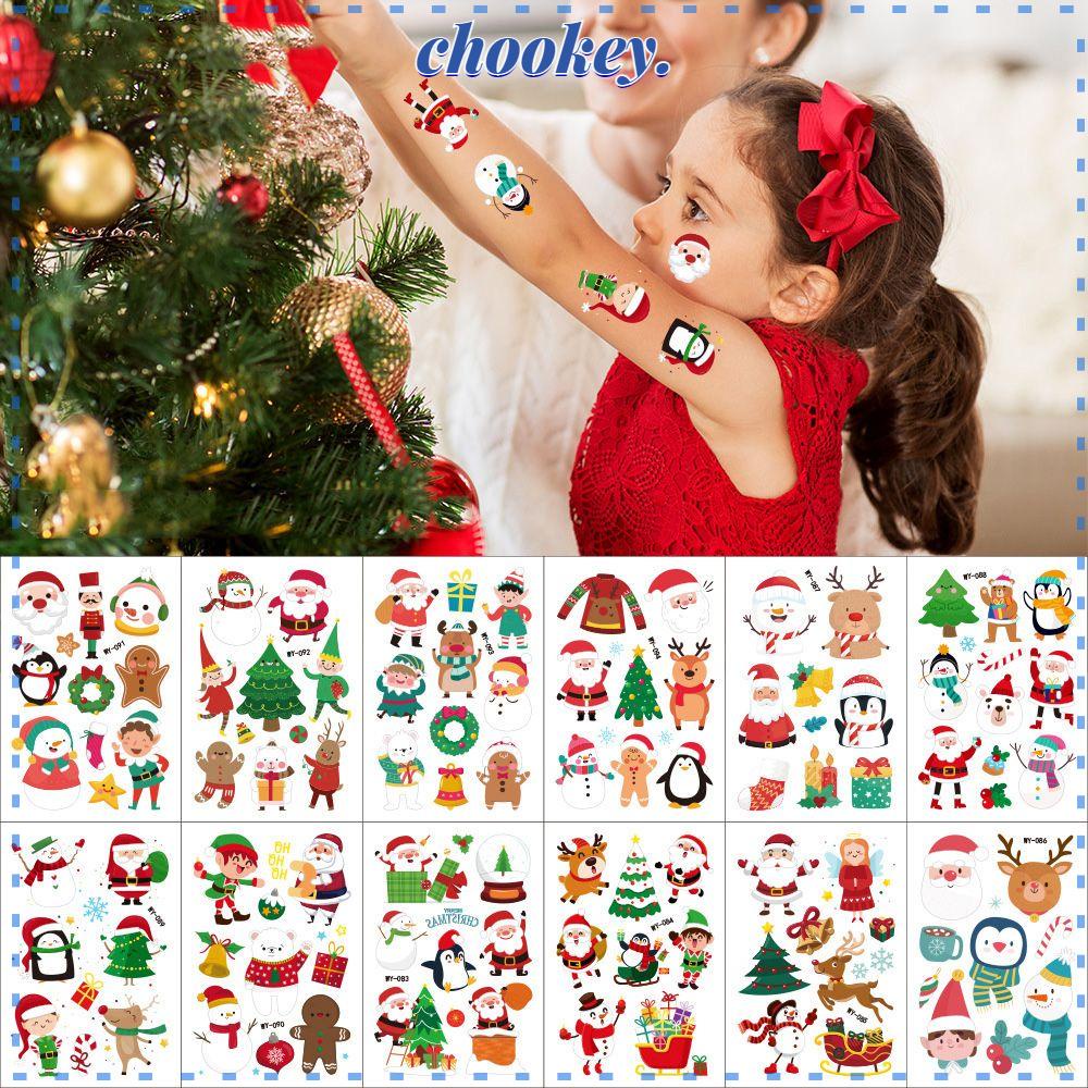 CHOOKEY Hình Xăm Dán Trang Trí Giáng Sinh Lâu Trôi Dễ Lau Chùi