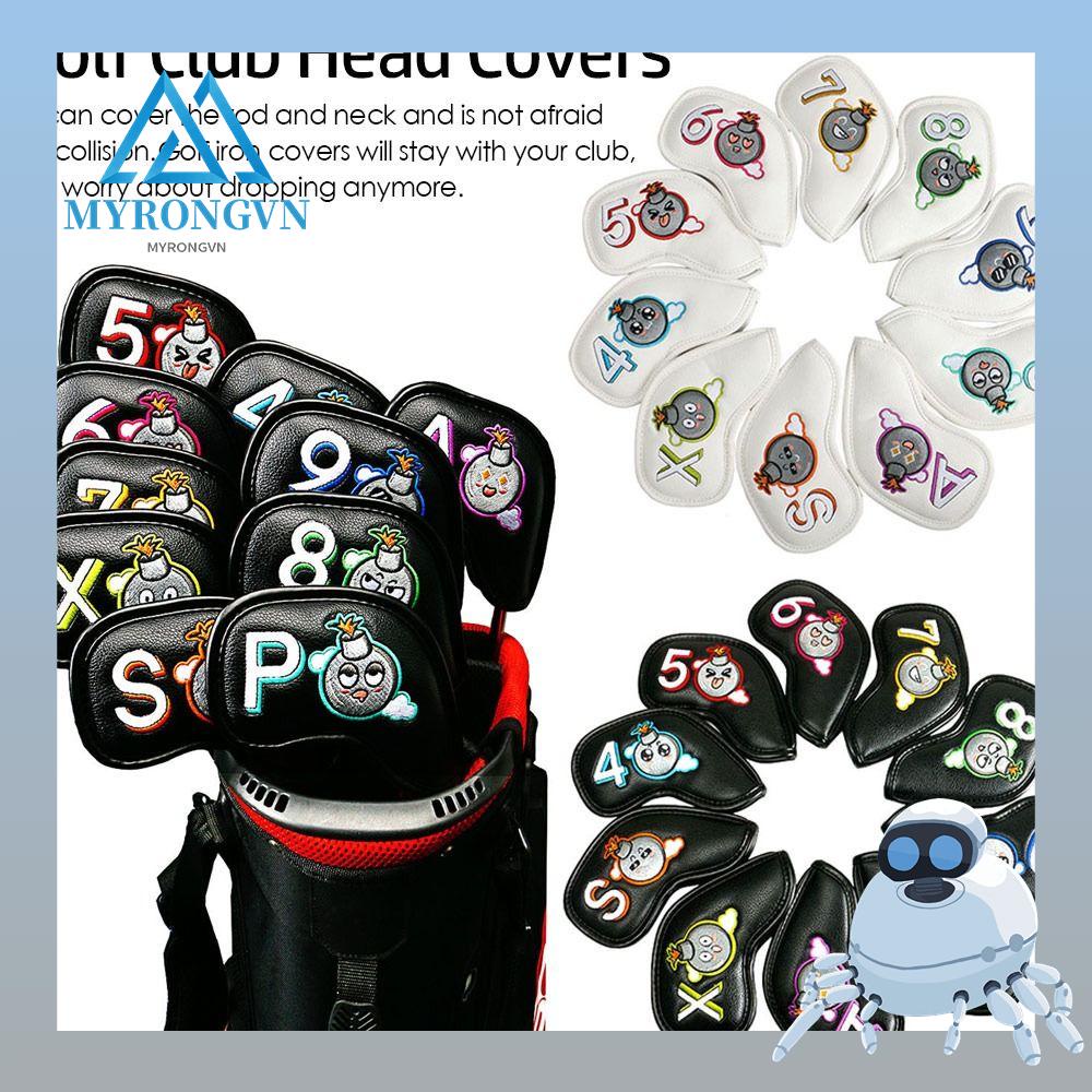 MYRONGVN Set 10 Vỏ Bọc Đầu Gậy Đánh Golf Bằng Da PU