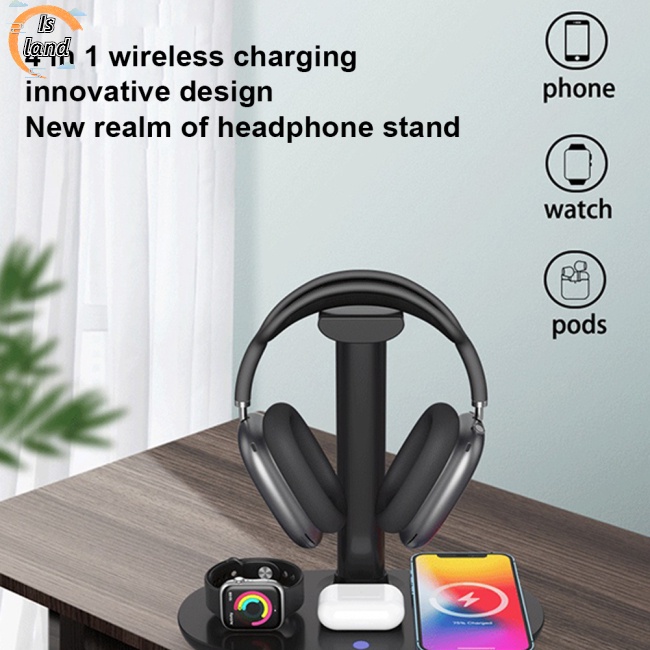Giá Đỡ Kiêm Sạc Nhanh Không Dây 15w 4 Trong 1 Tương Thích Với Airpods