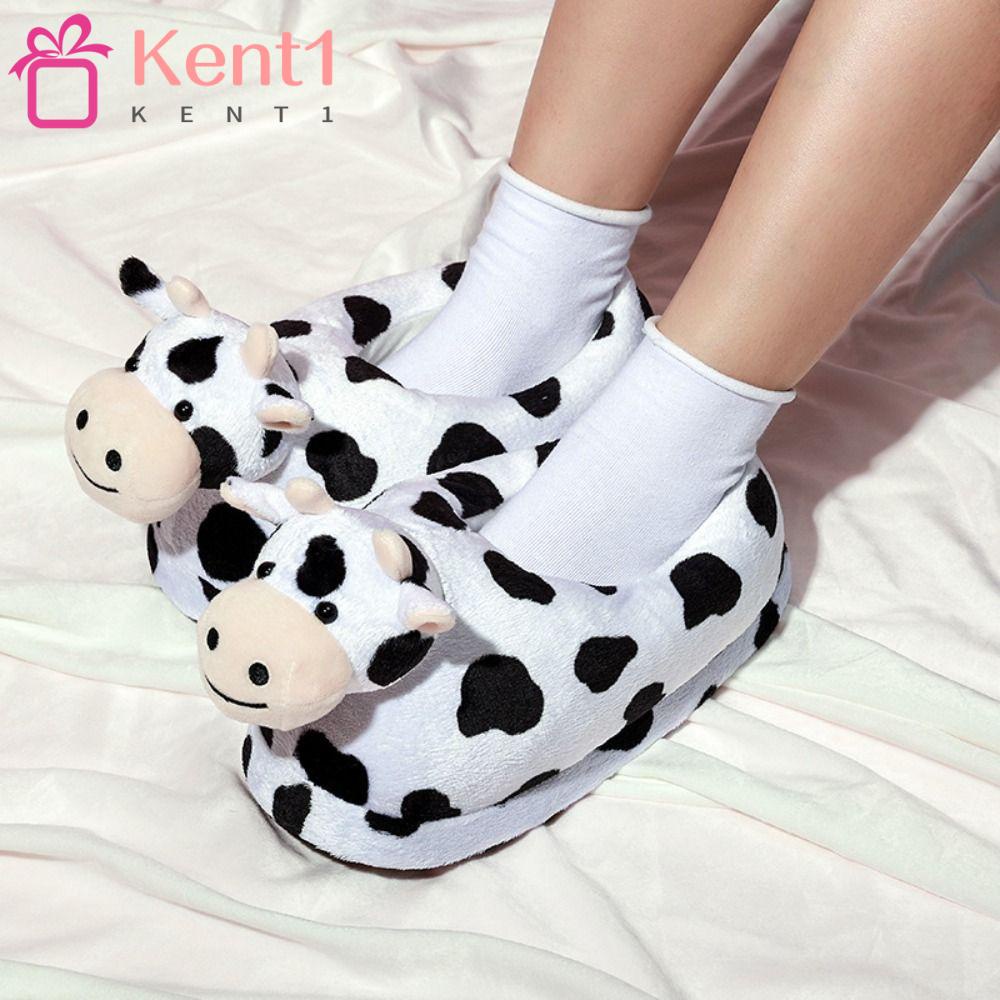 KENT1 Dép Bông Đi Trong Nhà Hình Bò Sữa Hoạt Hình Đáng Yêu Cho Trẻ Em