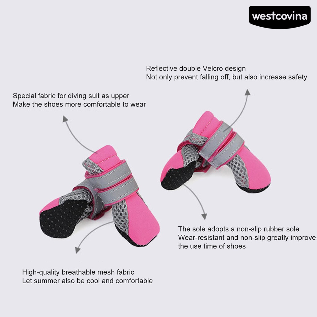 [COD]♞Set 4 Chiếc Giày Sneaker Lưới Chống Trượt Thoáng Khí Cho Thú Cưng