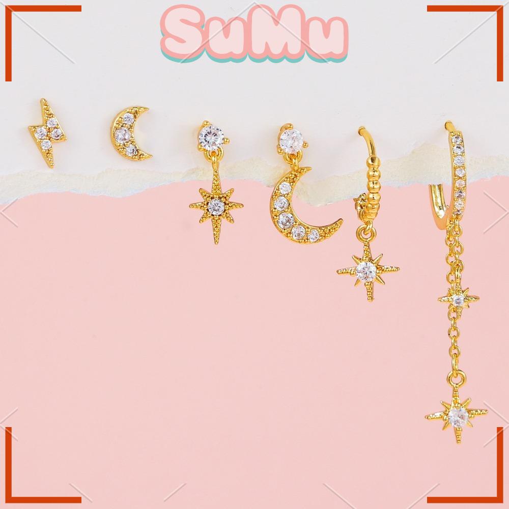 SUMU Khuyên Tai Dạng Vòng Hình Ngôi Sao Mặt Trăng Thời Trang