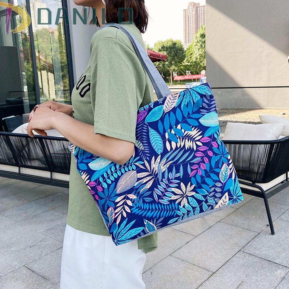 DANILO Túi Xách Canvas Cỡ Lớn Thêu Họa Tiết Chú Voi Phong Cách Cổ Điển Thời Trang Cho Nữ