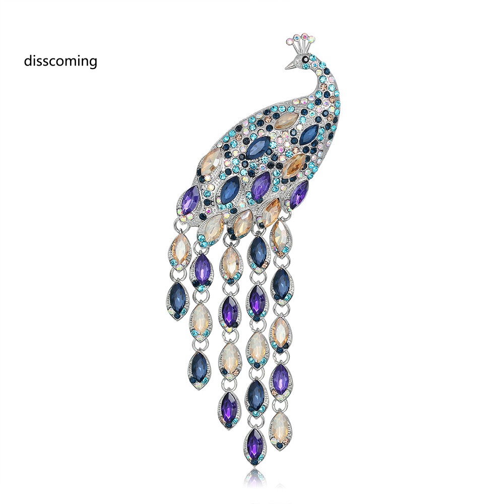 Đầm Nữ Kiểu Dáng Dễ Thương Xinh Xắn Hợp Thời Trang| Trâm Cài Áo Hình Chim Công Đuôi Dài Đính Pha Lê Phong Cách Retro