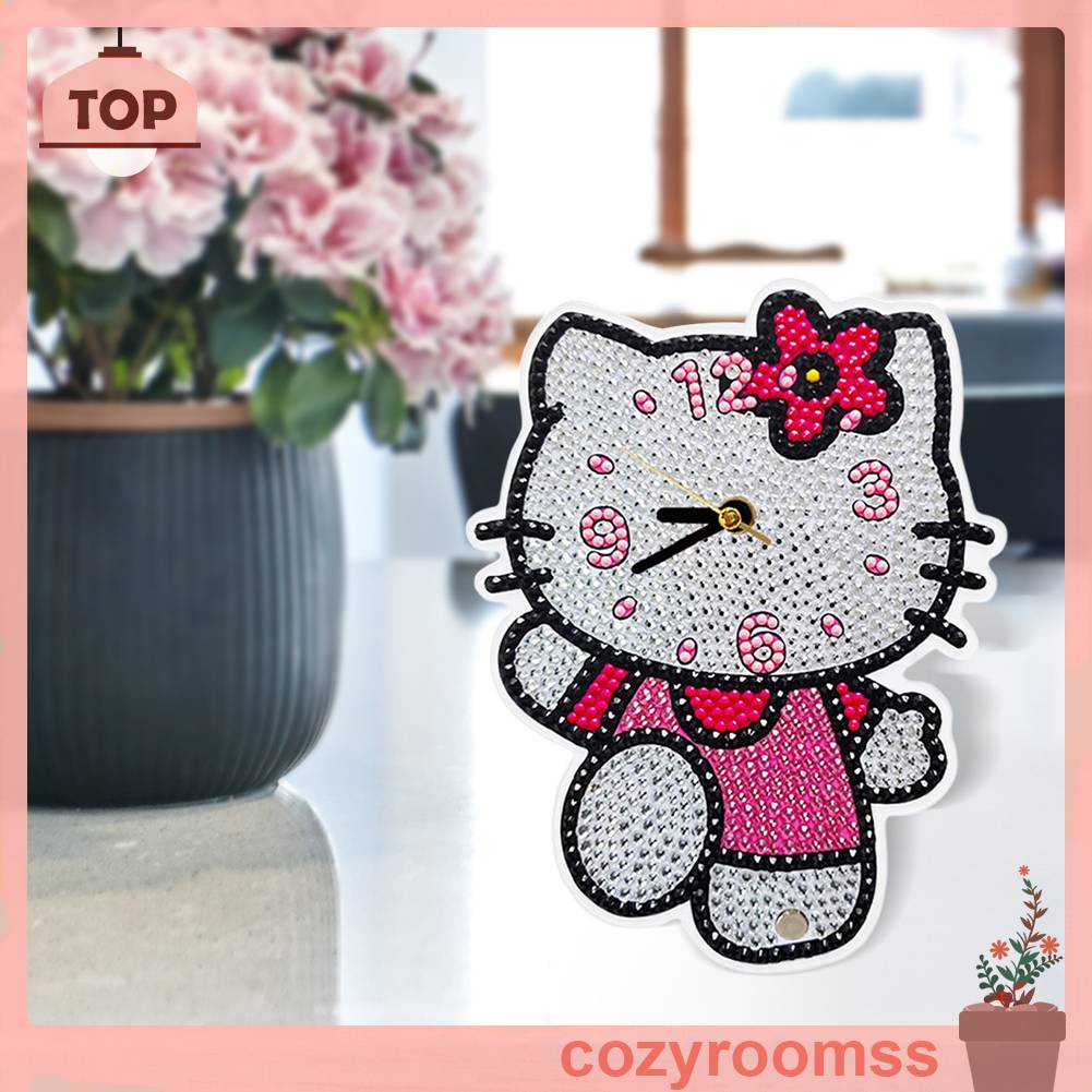 Bộ Đồng Hồ Đính Đá 5D Họa Tiết Hoạt Hình Nghệ Thuật Độc Đáo DIY Dùng Làm Quà Tặng