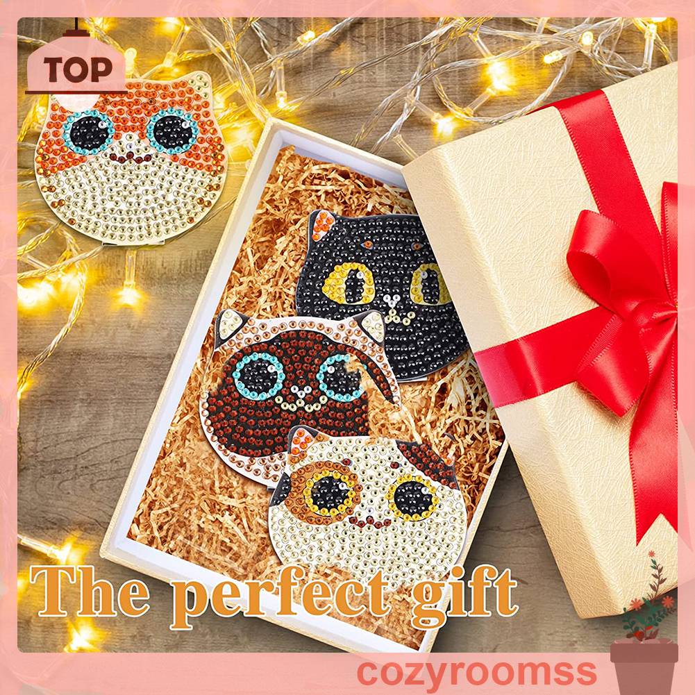 Bộ Tranh Đính Đá Tự Làm Họa Tiết Khảm Hình Mèo Cho Người Lớn Và Trẻ Em