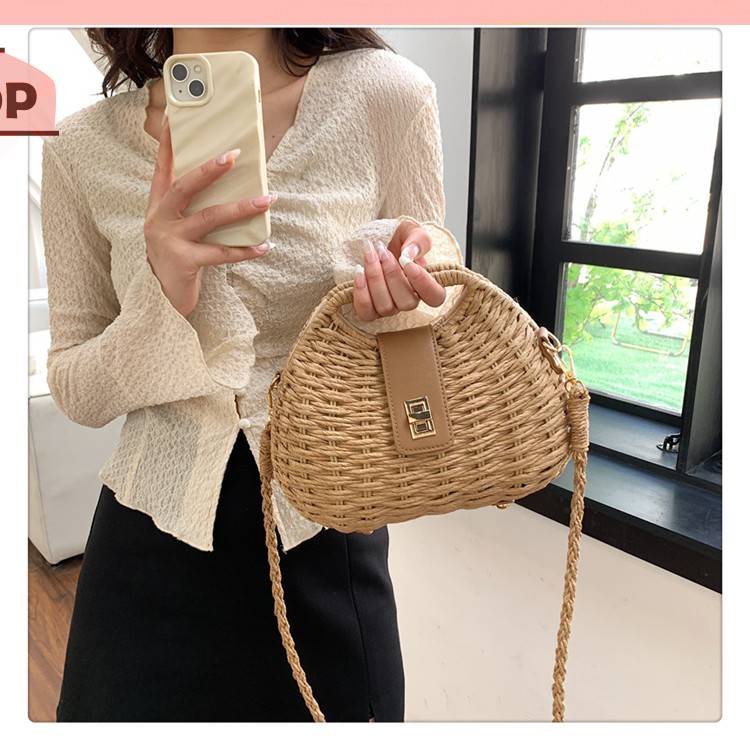 Túi cói Rơm Đan Thời Trang Hè Cho Nữ