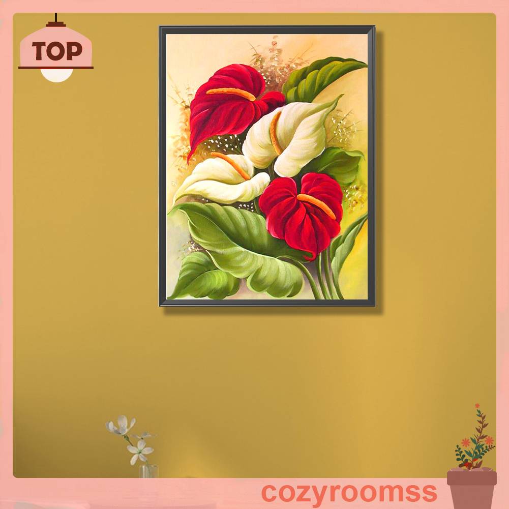 Tranh Đính Đá Kim Cương Toàn Bộ 5D DIY Hình Vẽ Hoa Trang Trí Nhà Cửa