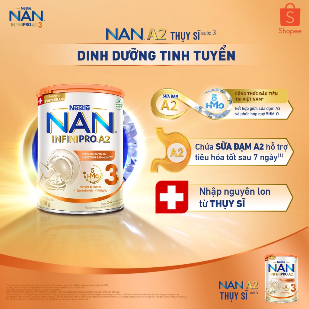 [HSD T4-2025] Sản Phẩm Dinh Dưỡng Công Thức Nestlé NAN INFINIPRO A2 Bước 3 800g.