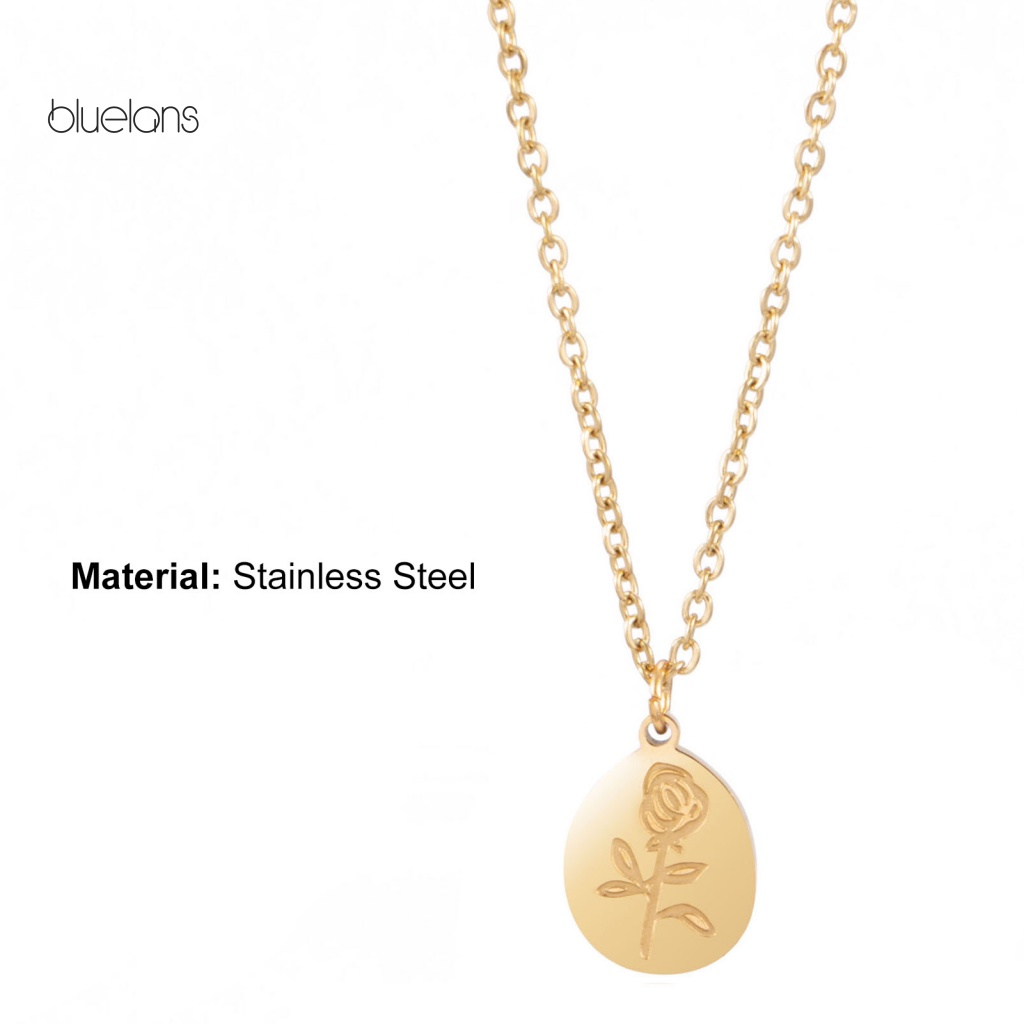 Vòng cổ Mạ Điện Mặt Tròn Khắc Họa Tiết Hoa Hồng Thời Trang Cho Nữ