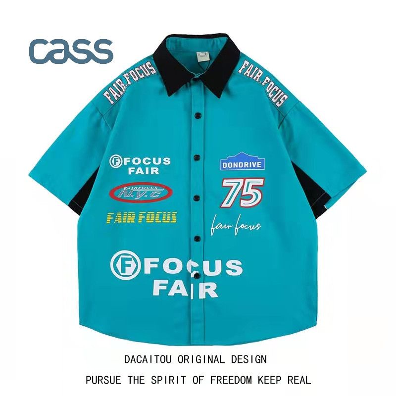 Áo Sơ Mi Tay Ngắn In Họa Tiết Phong Cách Hip Hop Âu Mỹ Cá Tính Cho Nam Và Nữ