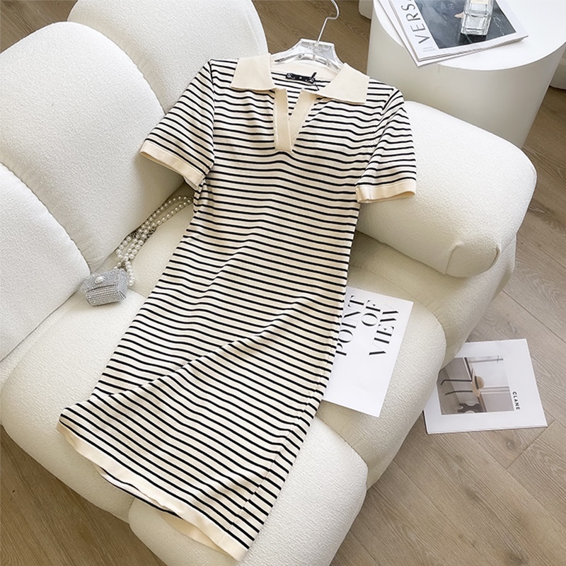 Đầm Dệt Kim Tay Ngắn Dáng Ôm Thời Trang Mùa Hè Xinh Xắn Cho Nữ