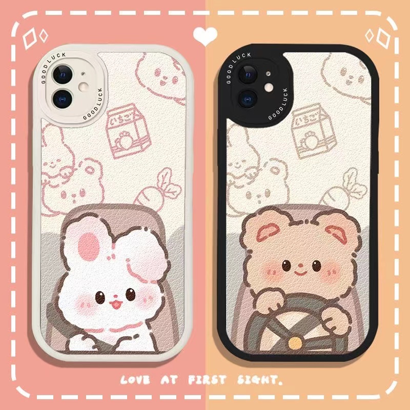 Ốp lưng Oppo Reno 8t 8 8z 7z 7 6 5 4 3 A93 A94 A91 F11 F9 Pro lovely Driving Bear Rabbit lovers soft phone case