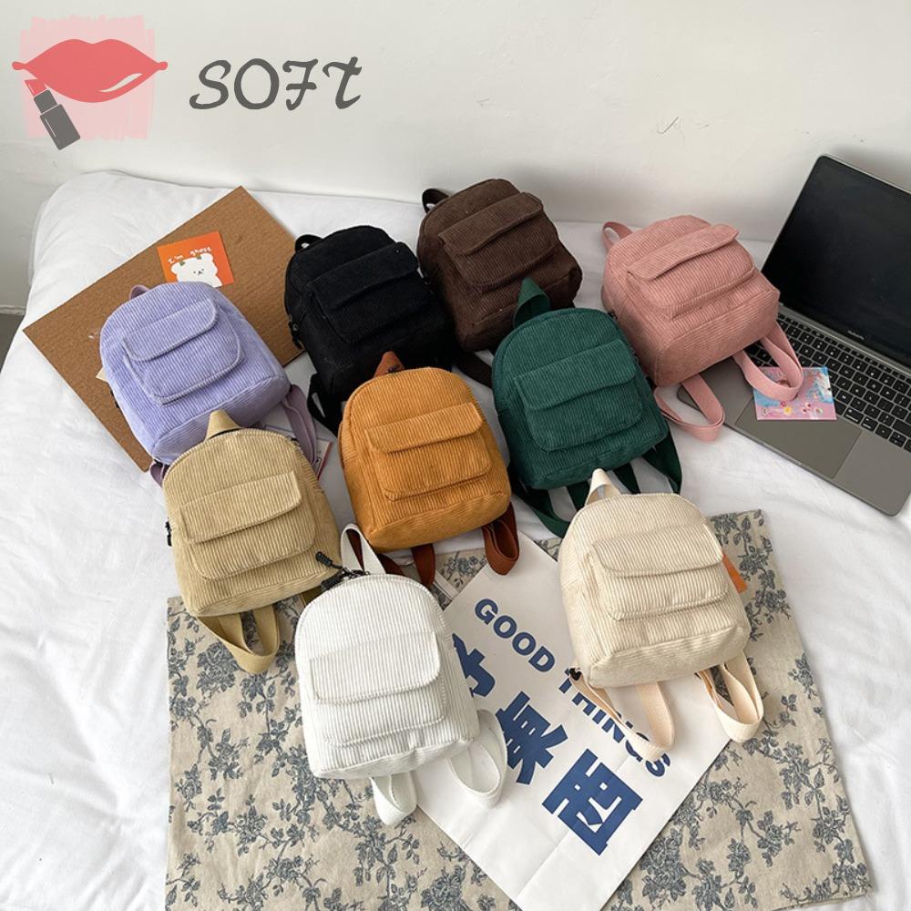 Ba Lô Dacron Mini Màu Trơn Siêu Nhẹ Mềm Mại Nhiều Túi Thời Trang