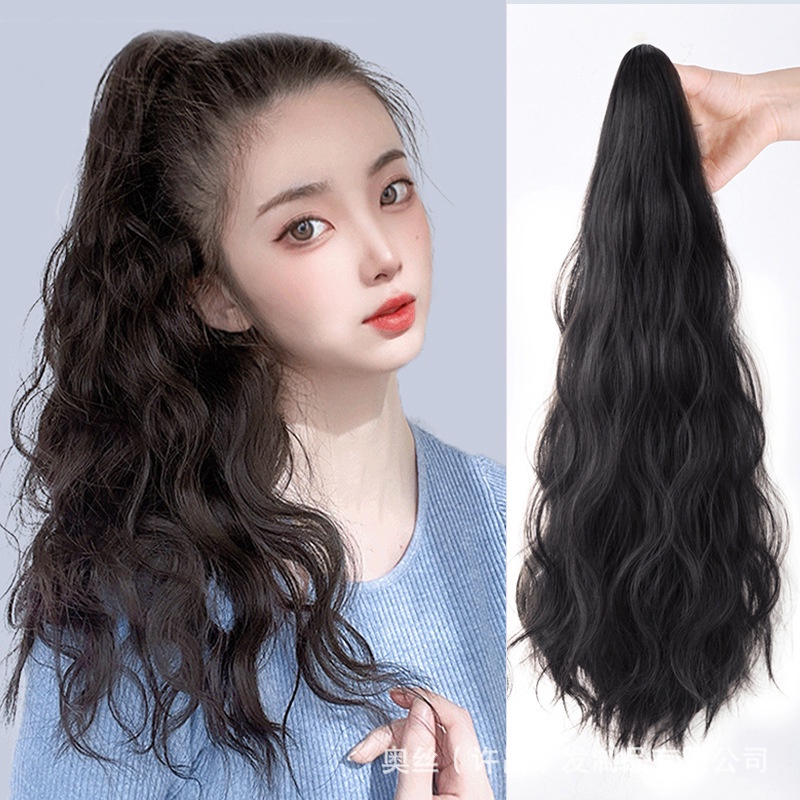 Tóc Giả Đuôi Ngựa 20 Inch Xoăn Gợn Sóng Màu Ombre Thời Trang