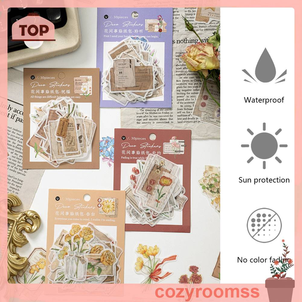 Bộ 30 Miếng Dán Trang Trí Album Sáng Tạo Kiểu Retro
