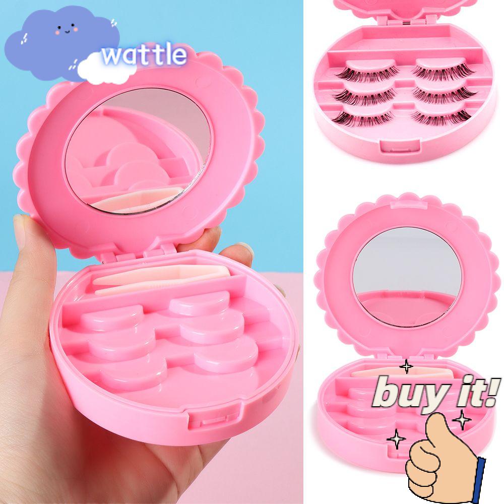 WATTLE Hộp Đựng Lông Mi Giả Bằng Nhựa Màu Hồng Thời Trang