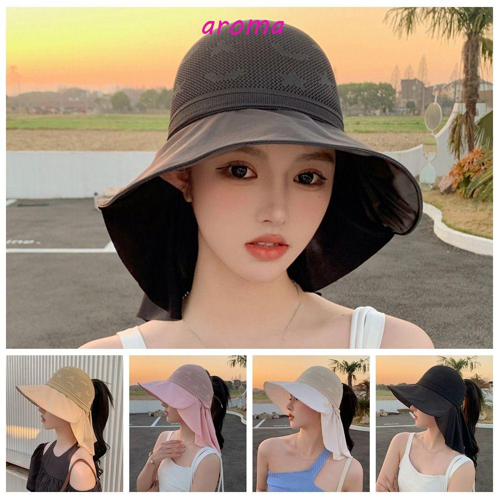 AROMA Mũ Lưỡi Trai Hở Chóp Phối Lưới Thoáng Khí Chống Tia UV Thời Trang Mùa Hè Cho Nữ