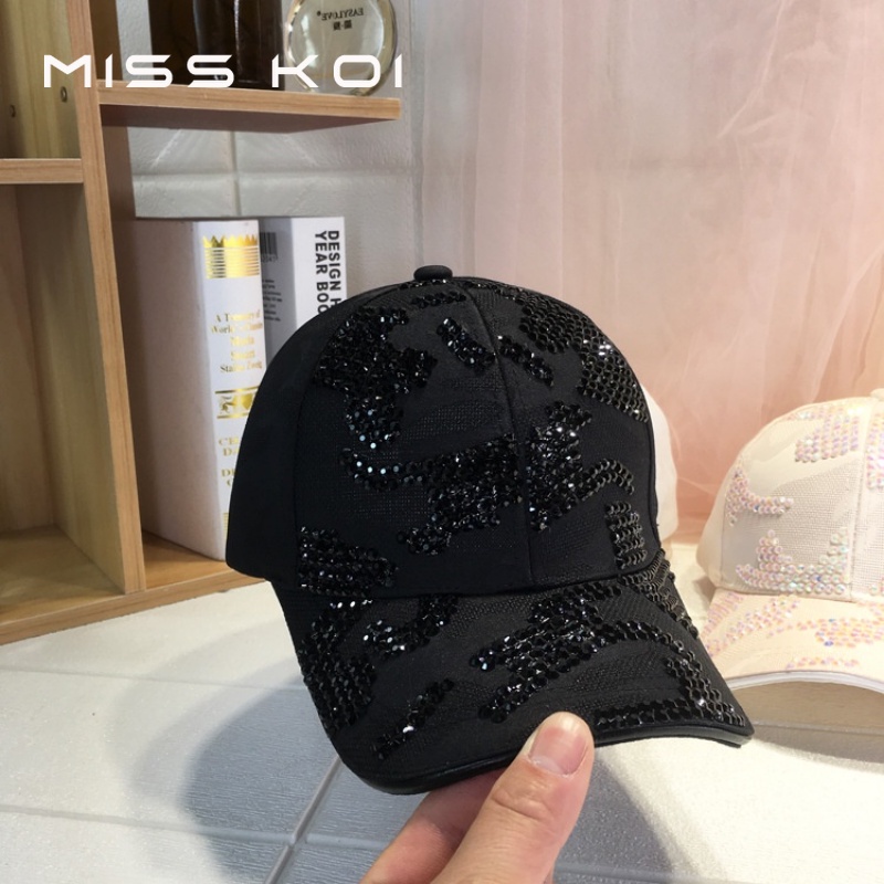 Mũ Lưỡi Trai Màu Đen Họa Tiết Rằn Ri Đính Đá Phong Cách Hip Hop Hàn Quốc Thời Trang Xuân Thu Cho Nữ