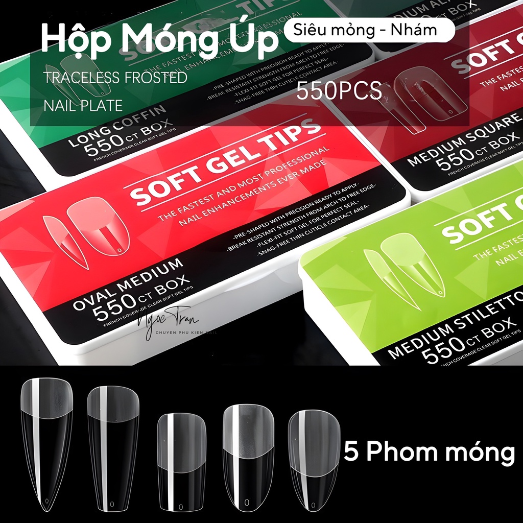 Hộp Móng Úp 550 Móng Siêu Mỏng Mờ Nhám | Móng Giả SOFT GEL TIPS Nail